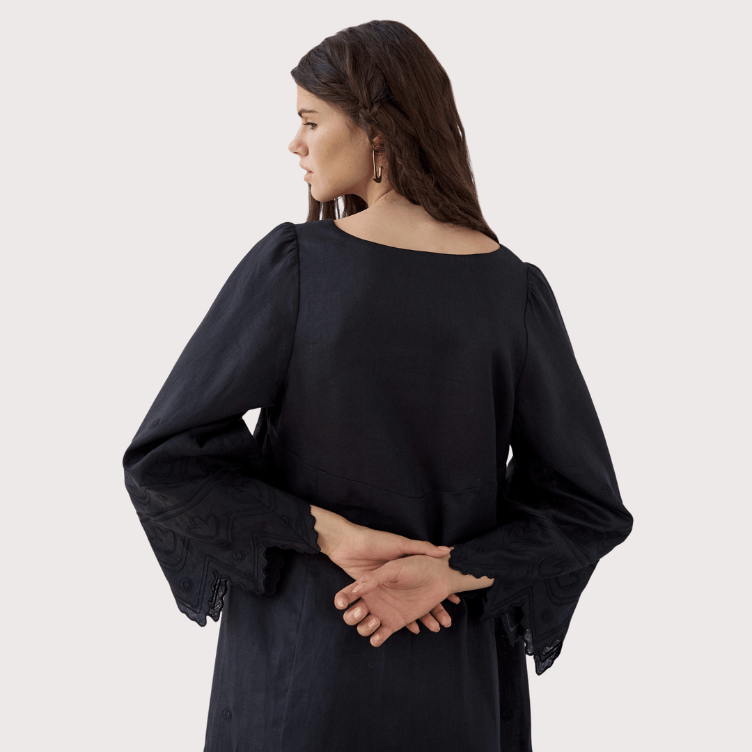 Nizhnist Embroidered Dress - Black by Etnodim at White Label Project