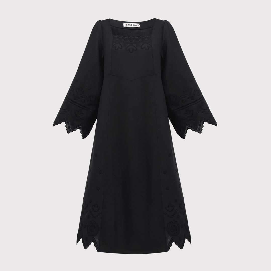Nizhnist Embroidered Dress - Black by Etnodim at White Label Project