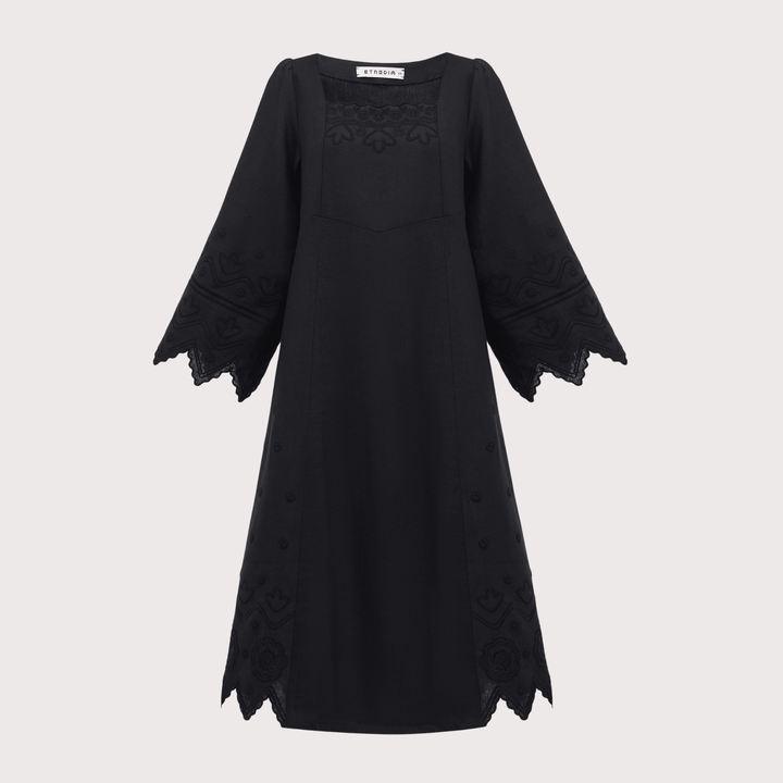 Nizhnist Embroidered Dress - Black by Etnodim at White Label Project