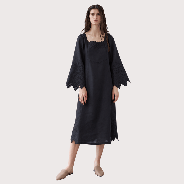 Nizhnist Embroidered Dress - Black by Etnodim at White Label Project