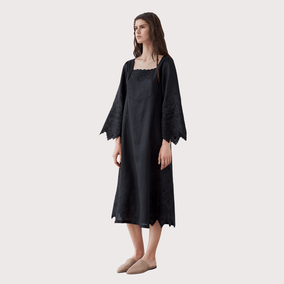 Nizhnist Embroidered Dress - Black by Etnodim at White Label Project