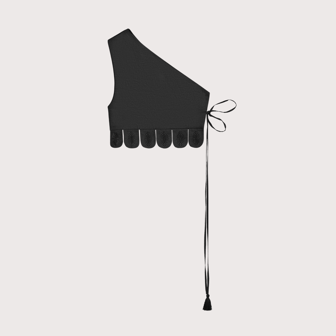 Osiayna Asymmetric Embroidered Vest - Black by Etnodim at White Label Project