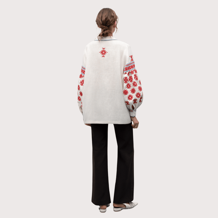 Pchilka Ornaments Embroidered Shirt - White by Etnodim at White Label Project