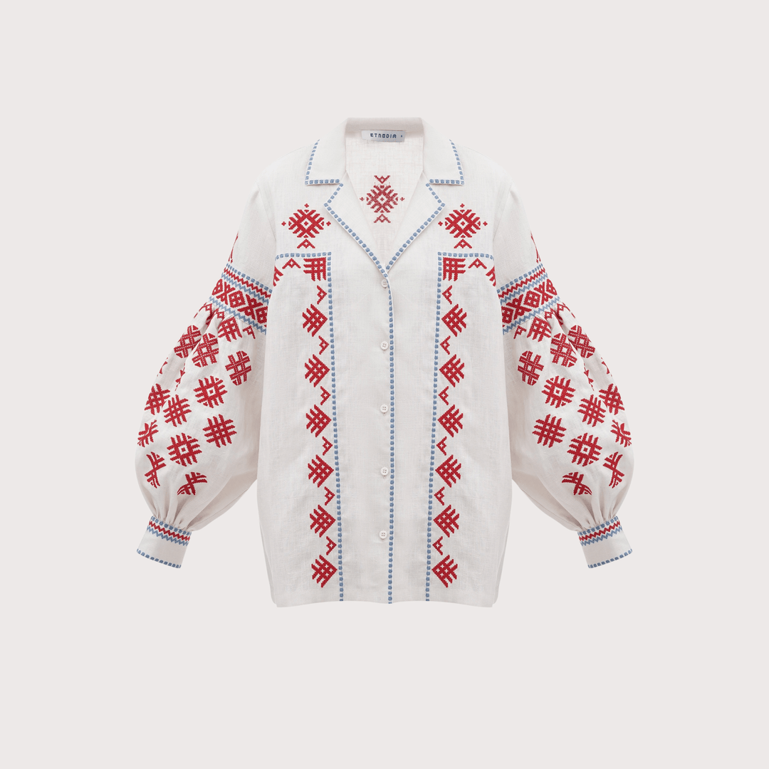 Pchilka Ornaments Embroidered Shirt - White by Etnodim at White Label Project