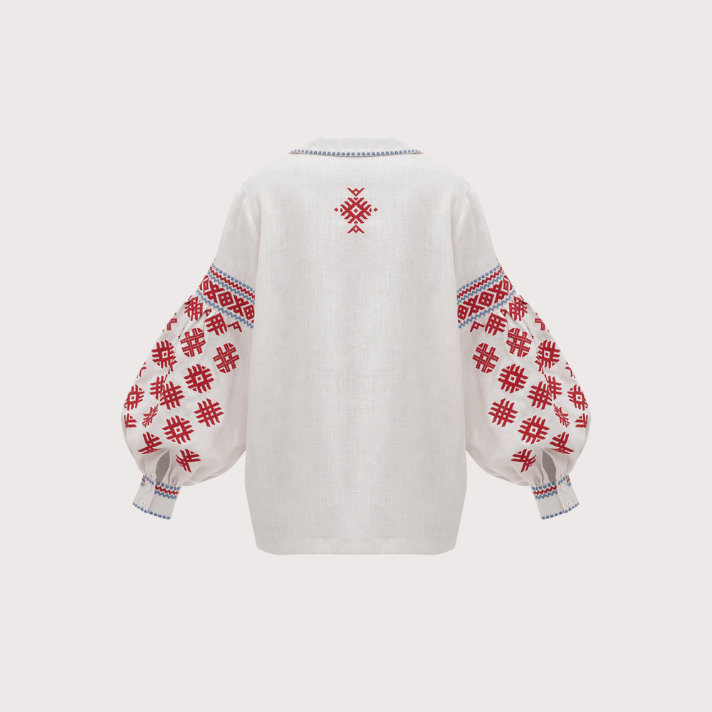 Pchilka Ornaments Embroidered Shirt - White by Etnodim at White Label Project
