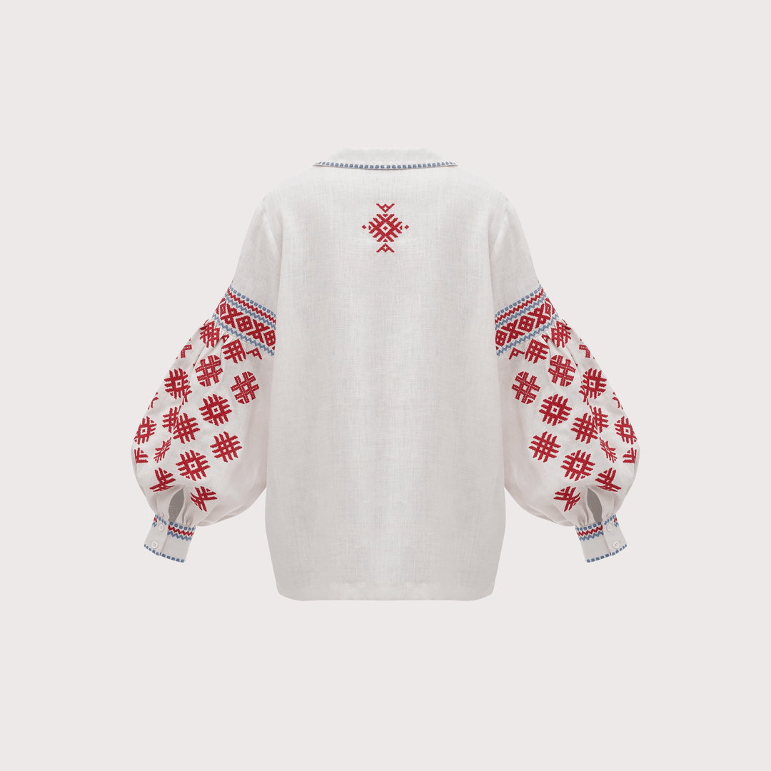 Pchilka Ornaments Embroidered Shirt - White by Etnodim at White Label Project
