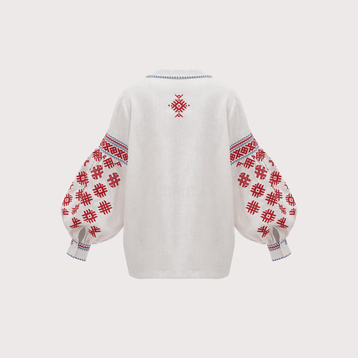 Pchilka Ornaments Embroidered Shirt - White by Etnodim at White Label Project