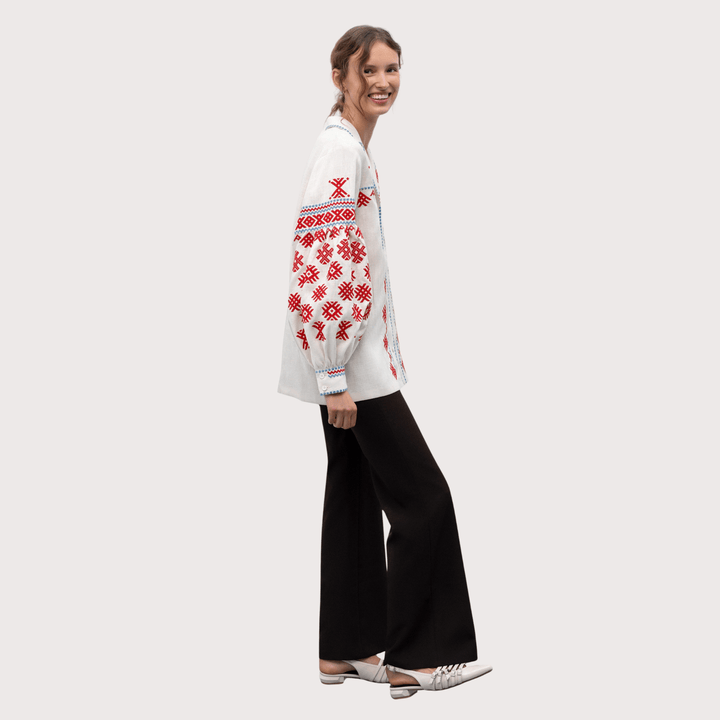 Pchilka Ornaments Embroidered Shirt - White by Etnodim at White Label Project