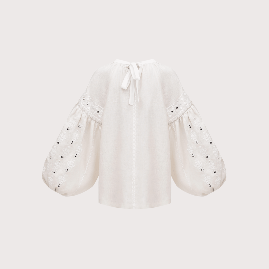 Poltavska Embroidered Shirt - White by Etnodim at White Label Project