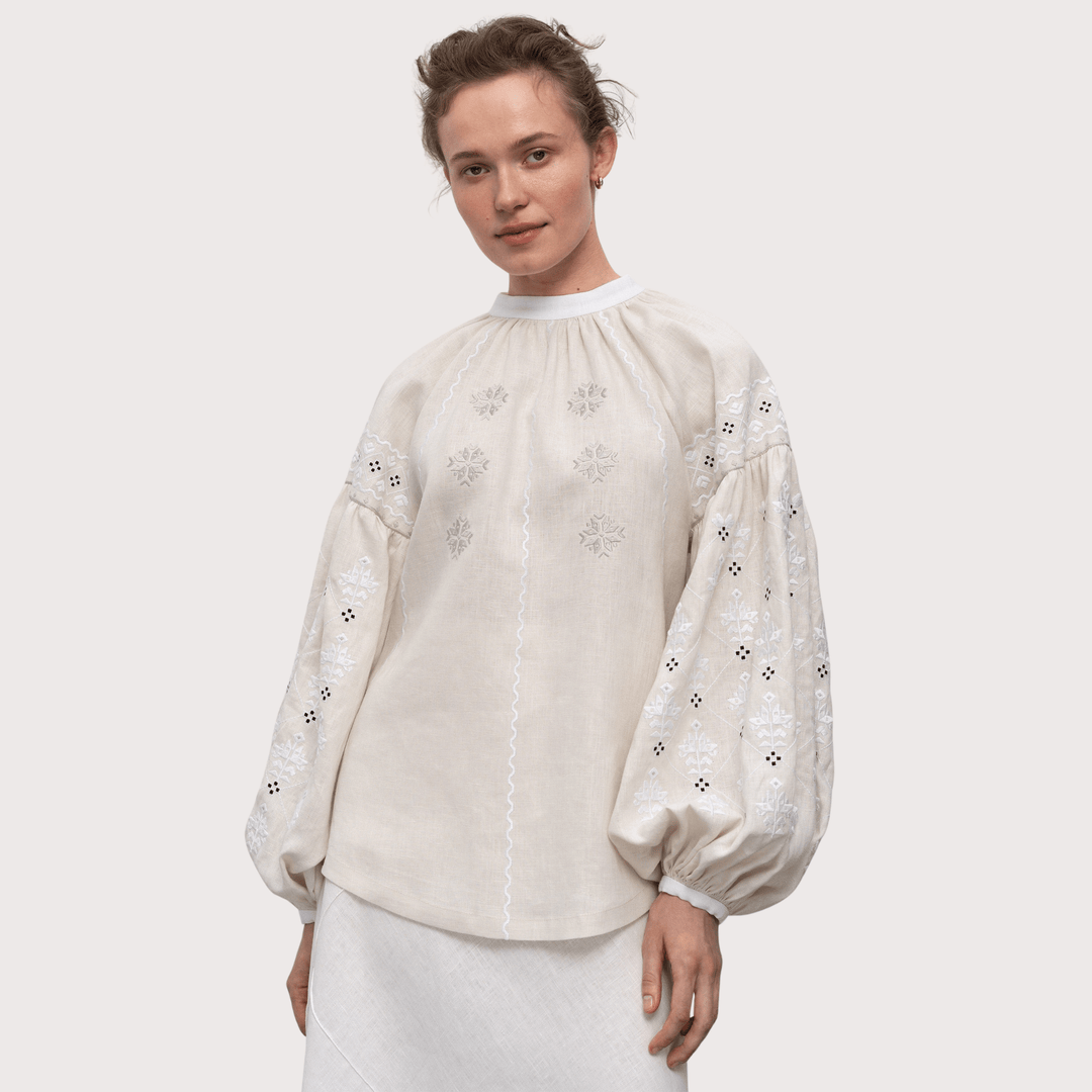 Poltavska Embroidered Shirt - White by Etnodim at White Label Project