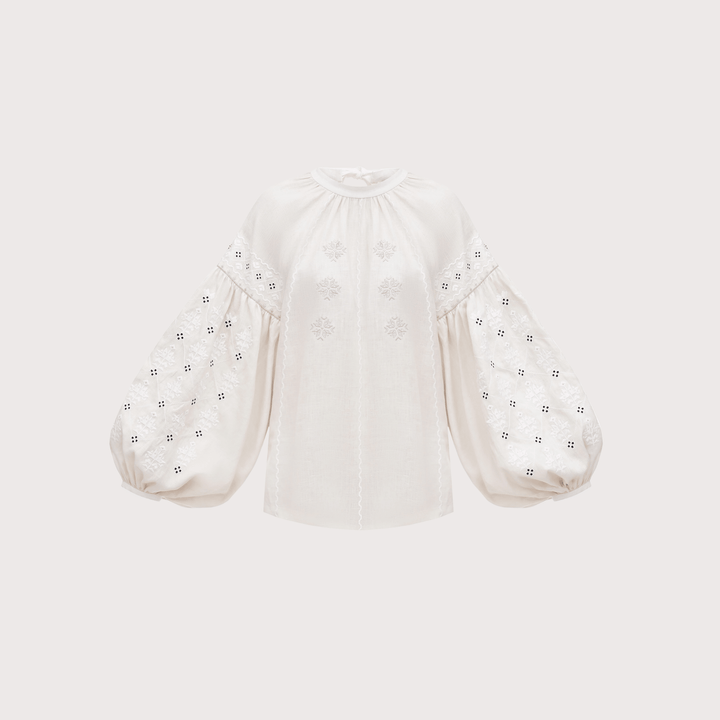 Poltavska Embroidered Shirt - White by Etnodim at White Label Project