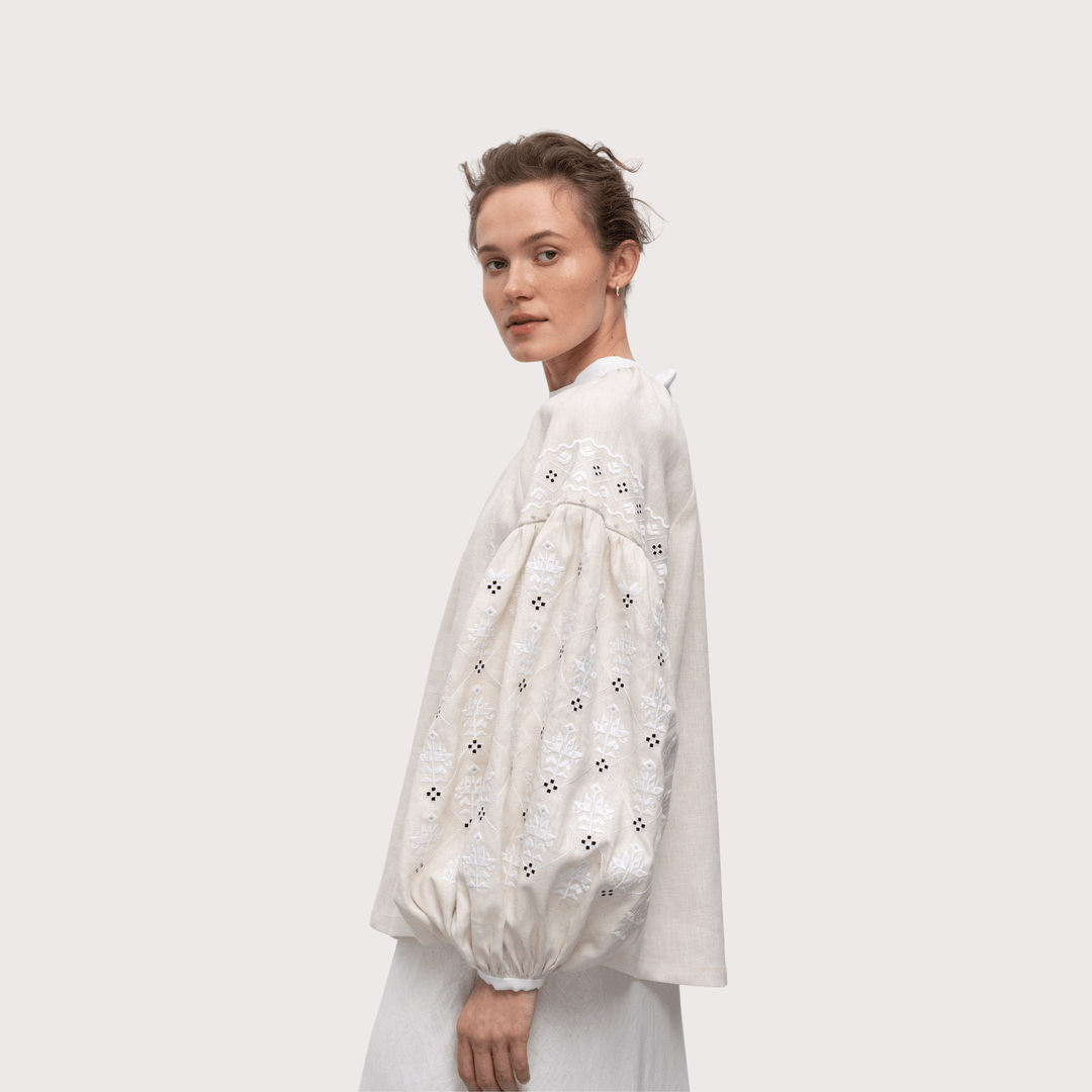Poltavska Embroidered Shirt - White by Etnodim at White Label Project