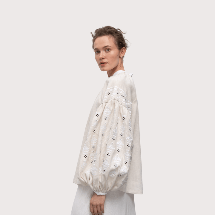 Poltavska Embroidered Shirt - White by Etnodim at White Label Project