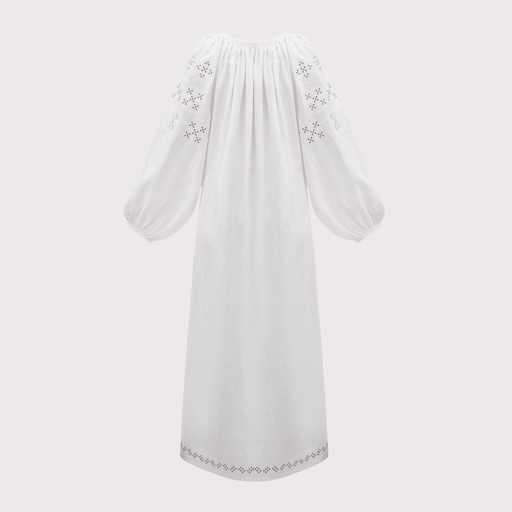Skoropadska Embroidered Dress - White by Etnodim at White Label Project