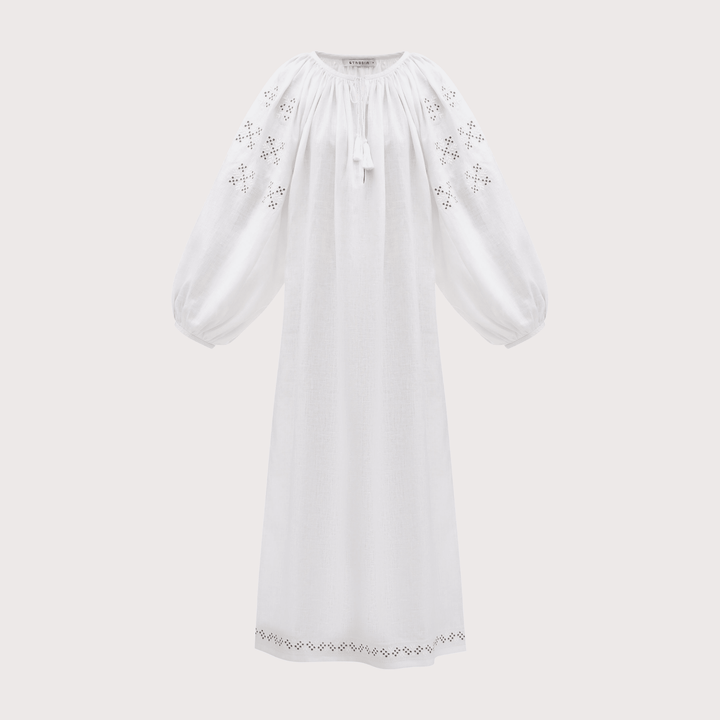 Skoropadska Embroidered Dress - White by Etnodim at White Label Project