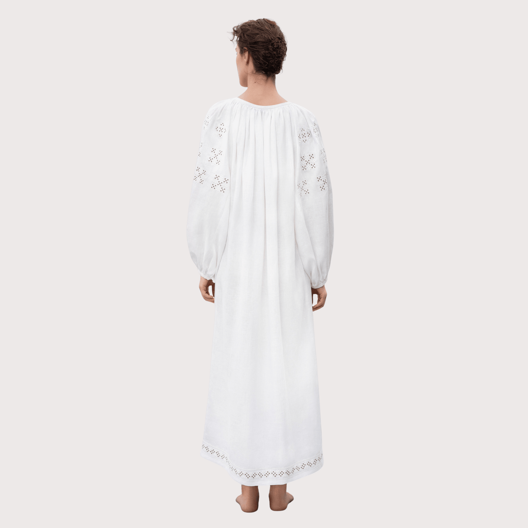 Skoropadska Embroidered Dress - White by Etnodim at White Label Project
