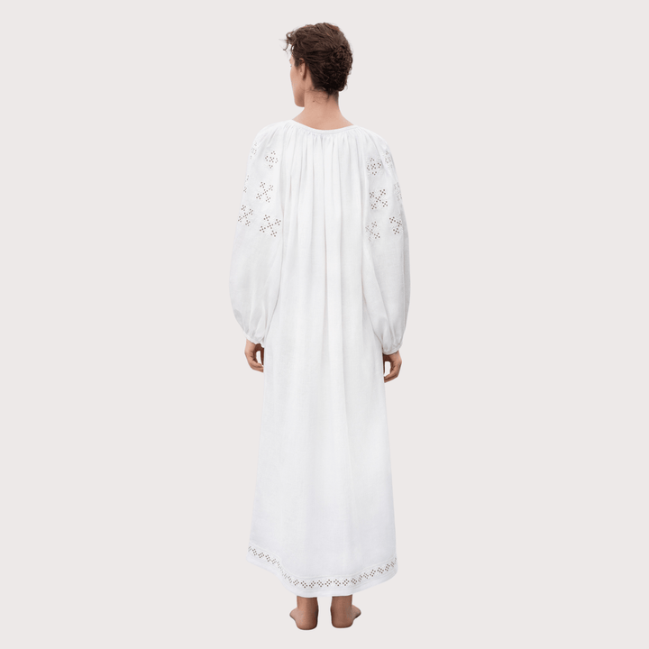 Skoropadska Embroidered Dress - White by Etnodim at White Label Project