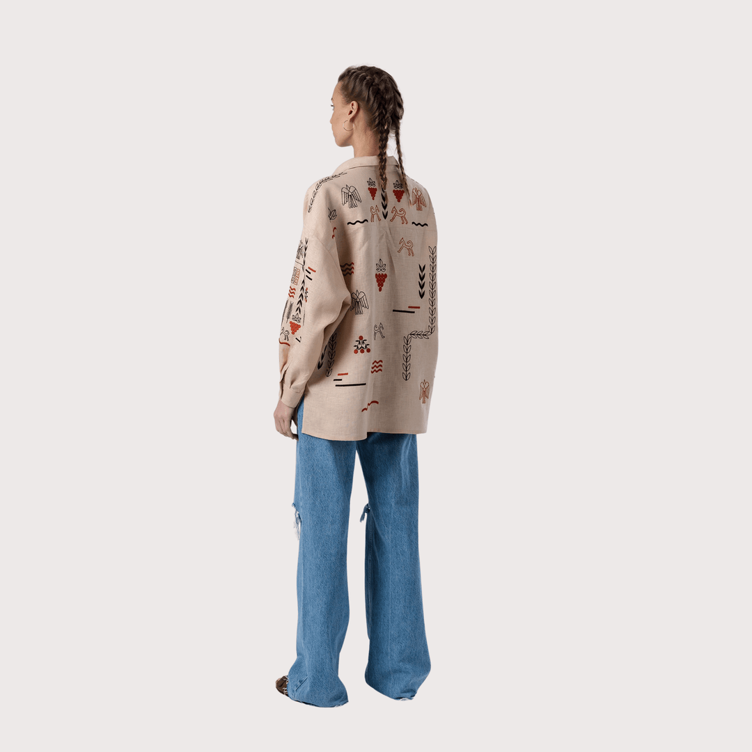 Slovo Embroidered Shirt - Beige by Etnodim at White Label Project