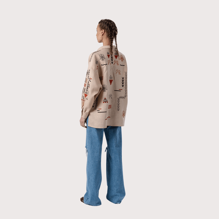 Slovo Embroidered Shirt - Beige by Etnodim at White Label Project