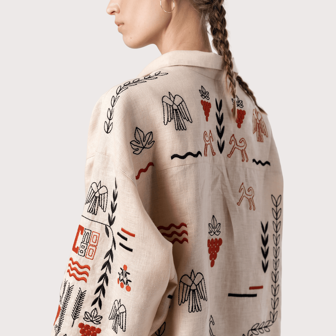 Slovo Embroidered Shirt - Beige by Etnodim at White Label Project