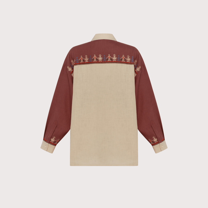 Smilyvist City Heroes Embroidered Shirt - Brown by Etnodim at White Label Project