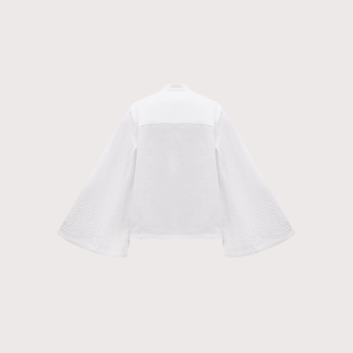 Teren Wide Sleeve Embroidered Shirt - White by Etnodim at White Label Project