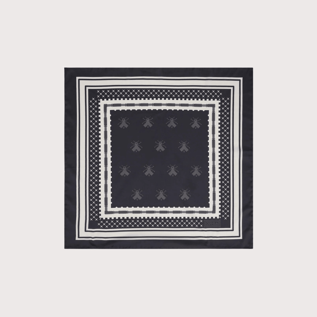 Bee Silk Headscarf - Black by Gunia Project at White Label Project