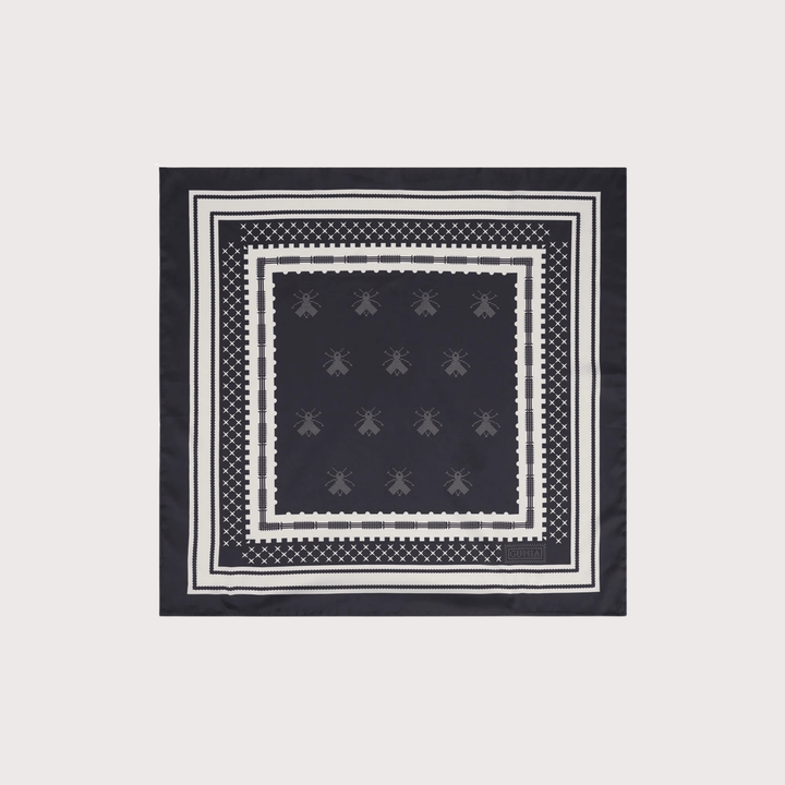 Bee Silk Headscarf - Black by Gunia Project at White Label Project