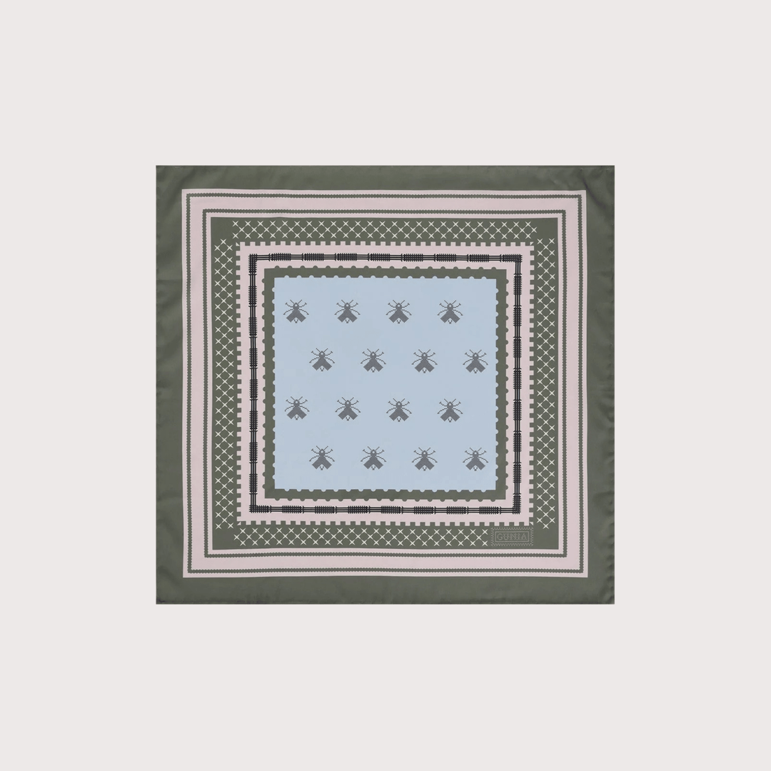 Bee Silk Headscarf - Green by Gunia Project at White Label Project