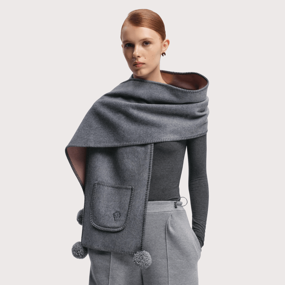 Gunia Cashmere Scarf - Grey & Pink by Gunia Project at White Label Project