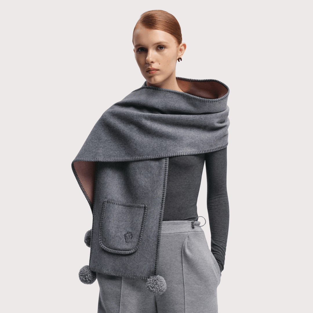 Gunia Cashmere Scarf - Grey & Pink by Gunia Project at White Label Project