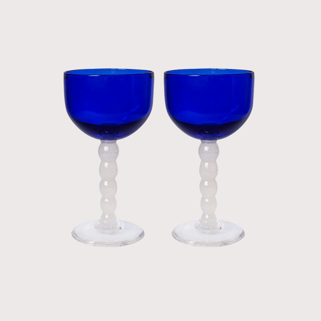Guta Glass Goblet Set - Blue by Gunia Project at White Label Project