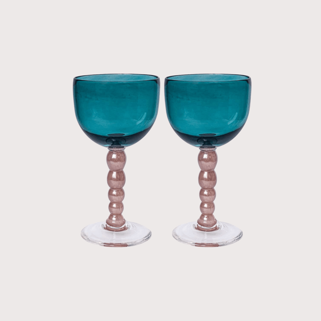 Guta Glass Goblet Set - Turquoise by Gunia Project at White Label Project