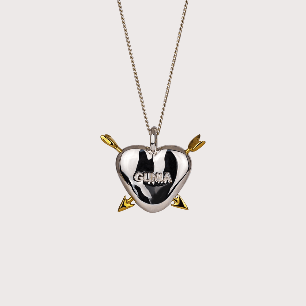 Heart - shaped Pendant with Arrows in Silver by Gunia Project at White Label Project