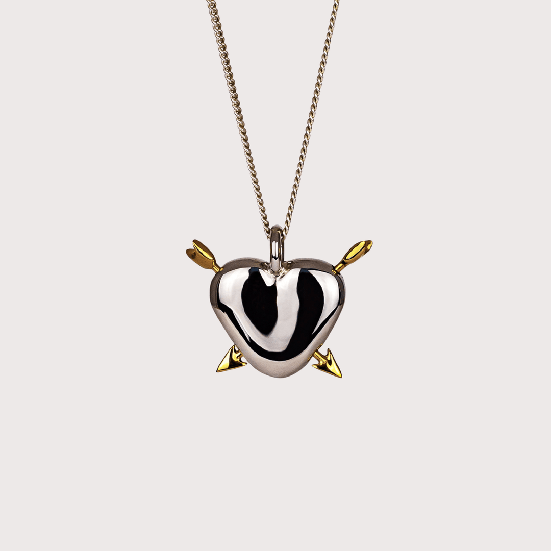 Heart - shaped Pendant with Arrows in Silver by Gunia Project at White Label Project