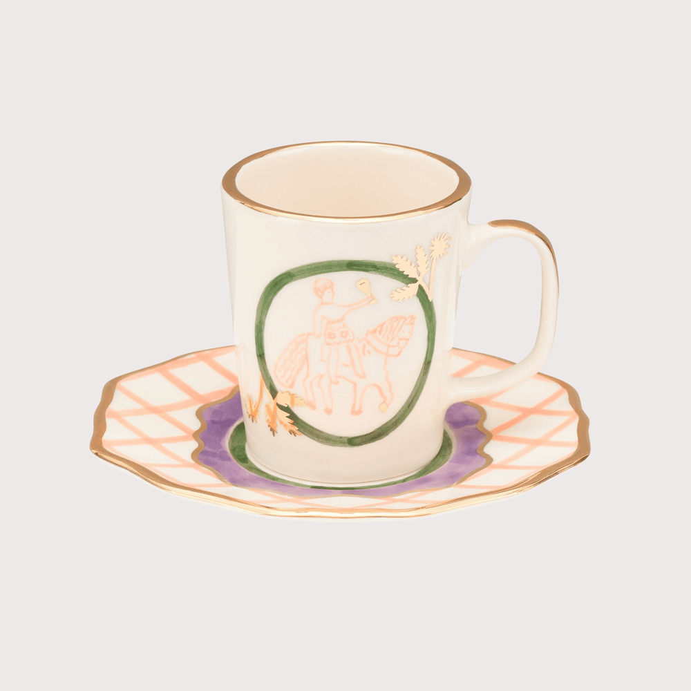 Horseman Tea Cup and White Saucer Set by Gunia Project at White Label Project
