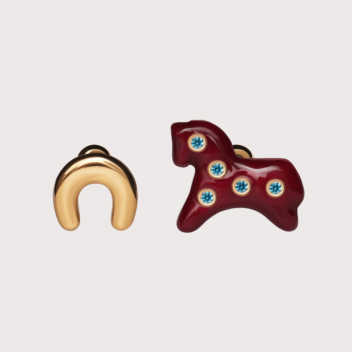 Lucky Earrings in Enamel with Gemstone by Gunia Project at White Label Project