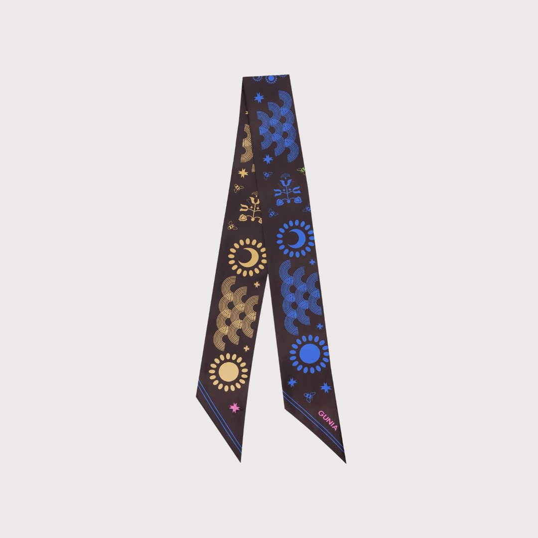 Silk Headscarf Long - Blue, Beige, Brown by Gunia Project at White Label Project