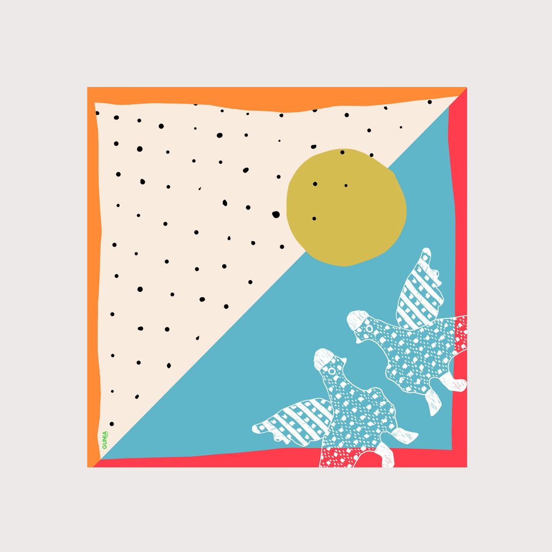 Silk Headscarf with Birds by Gunia Project at White Label Project