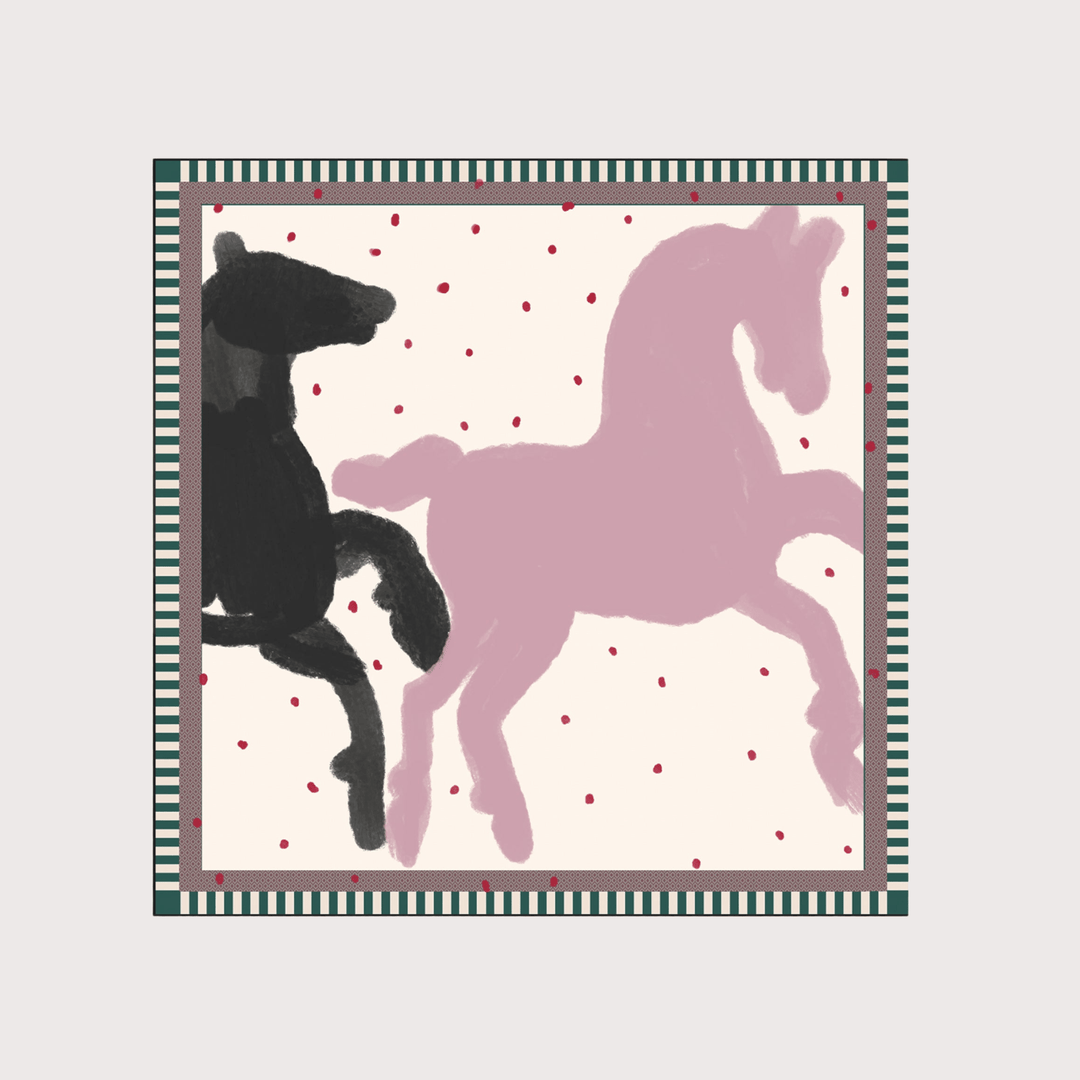 Silk Headscarf with Horses by Gunia Project at White Label Project