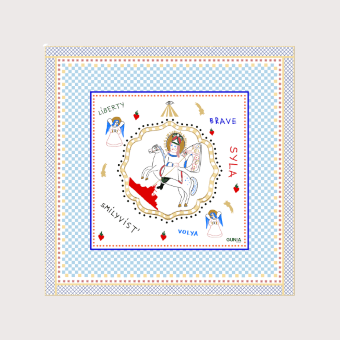 Silk Headscarf with St. George by Gunia Project at White Label Project
