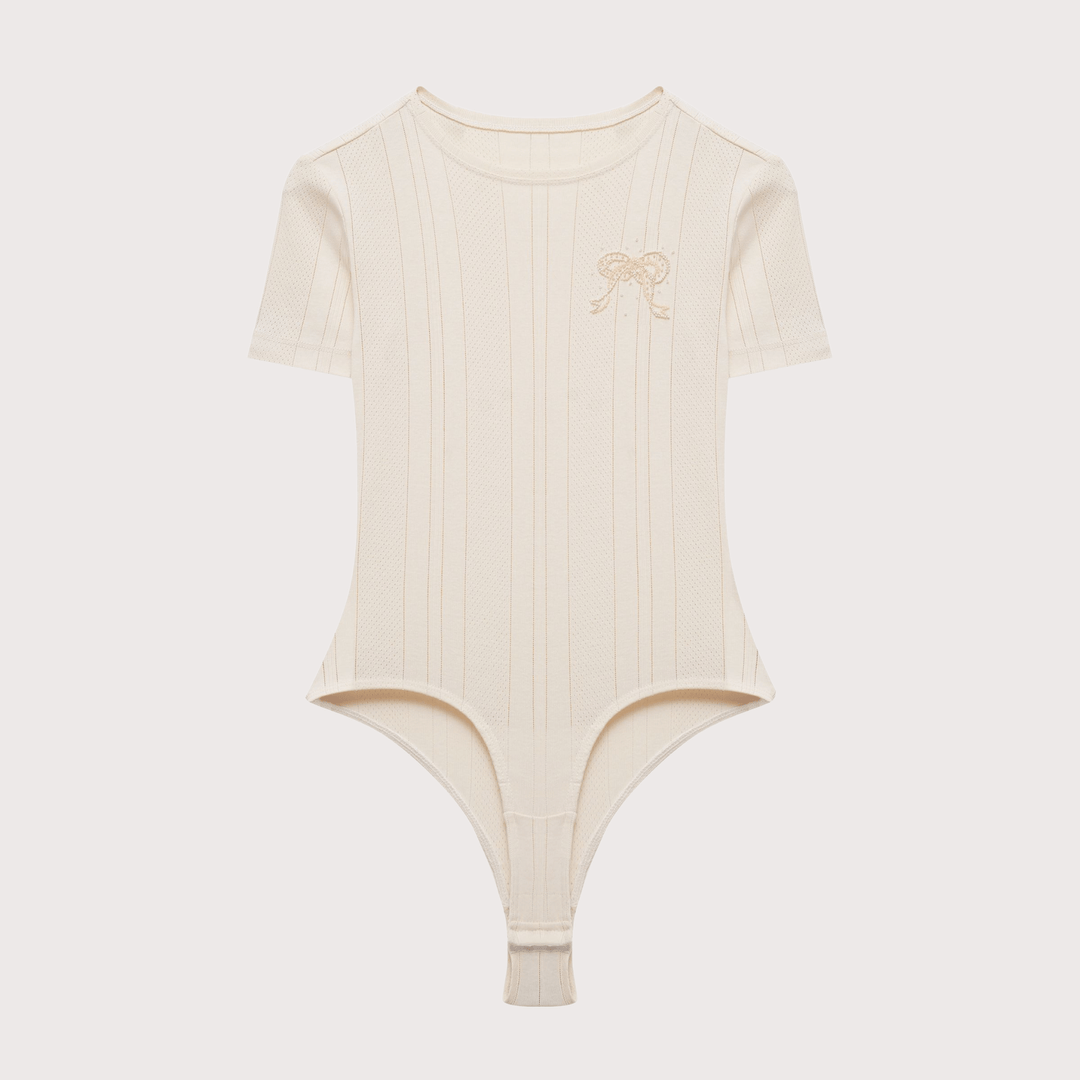 Textured T-Shirt Bodysuit by Gunia Project at White Label Project