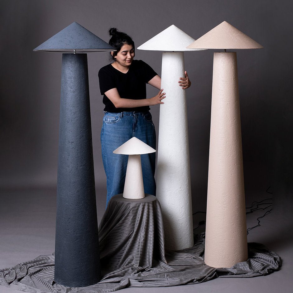 Kasa Floor Lamp - Charcoal by Harshita Jhamtani Designs at White Label Project