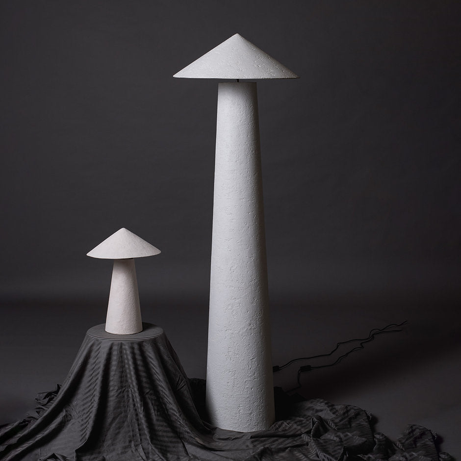 Kasa Floor Lamp - Egg White by Harshita Jhamtani Designs at White Label Project