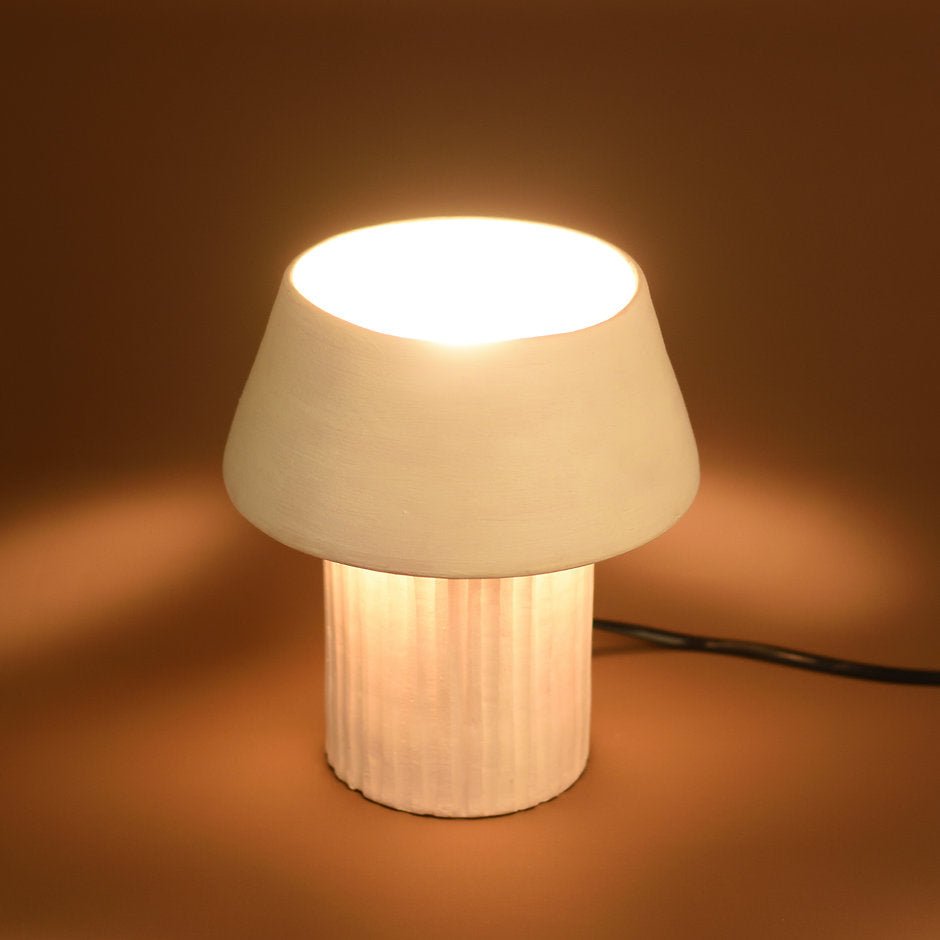 Rio Lamp - Small/White Unglazed by Harshita Jhamtani Designs at White Label Project
