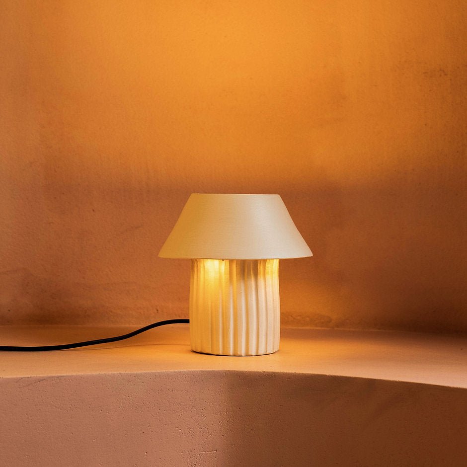 Rio Lamp - Small/White Unglazed by Harshita Jhamtani Designs at White Label Project