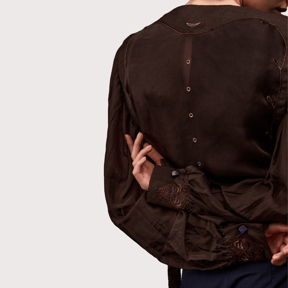 Flouncy Kara Blouse - Dark Brown by Hemji at White Label Project