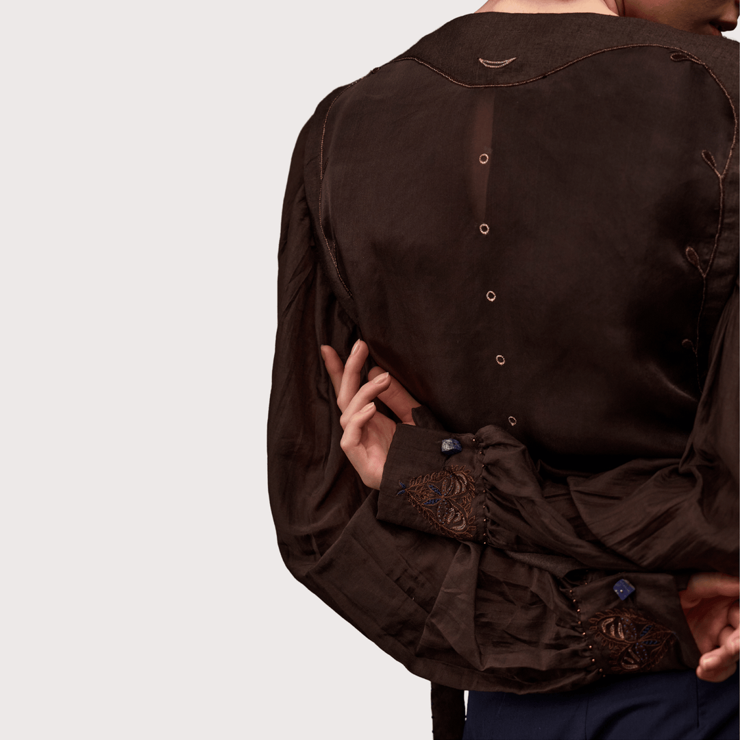 Flouncy Kara Blouse - Dark Brown by Hemji at White Label Project