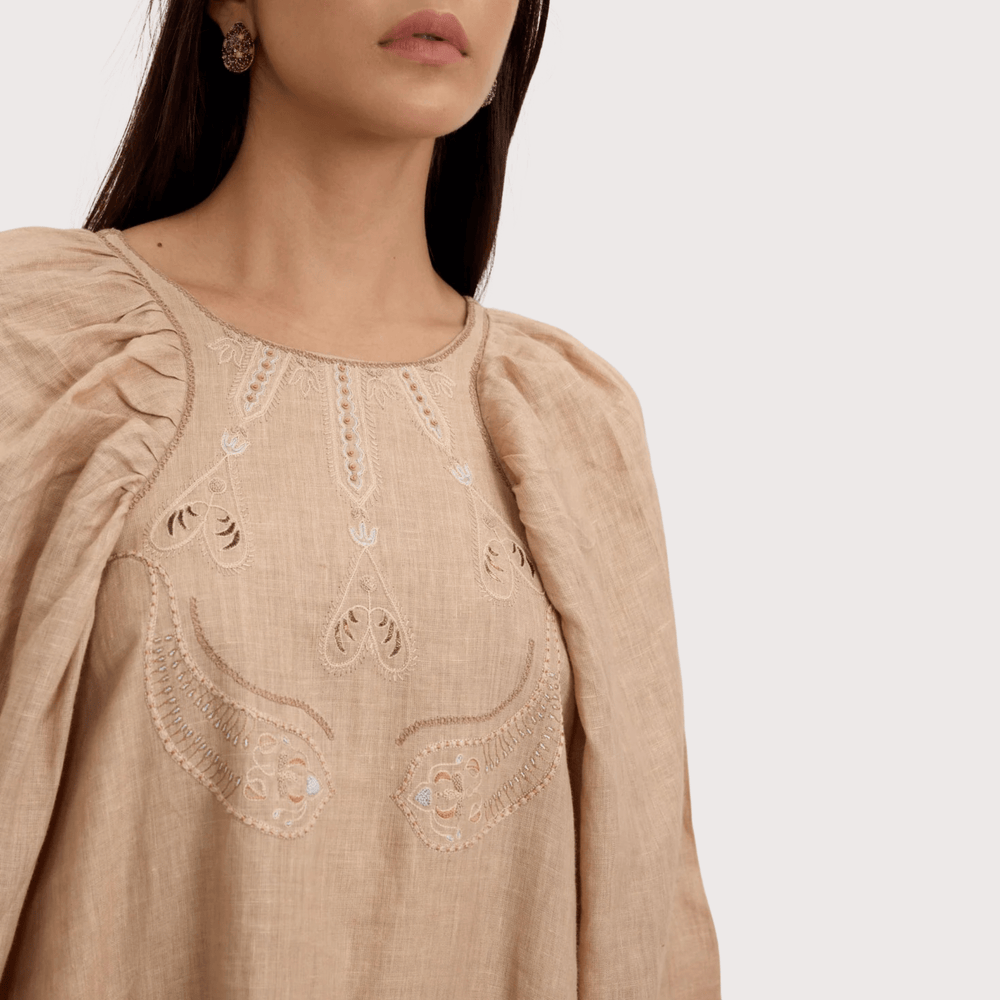Flouncy Midi Dress -Sand by Hemji at White Label Project