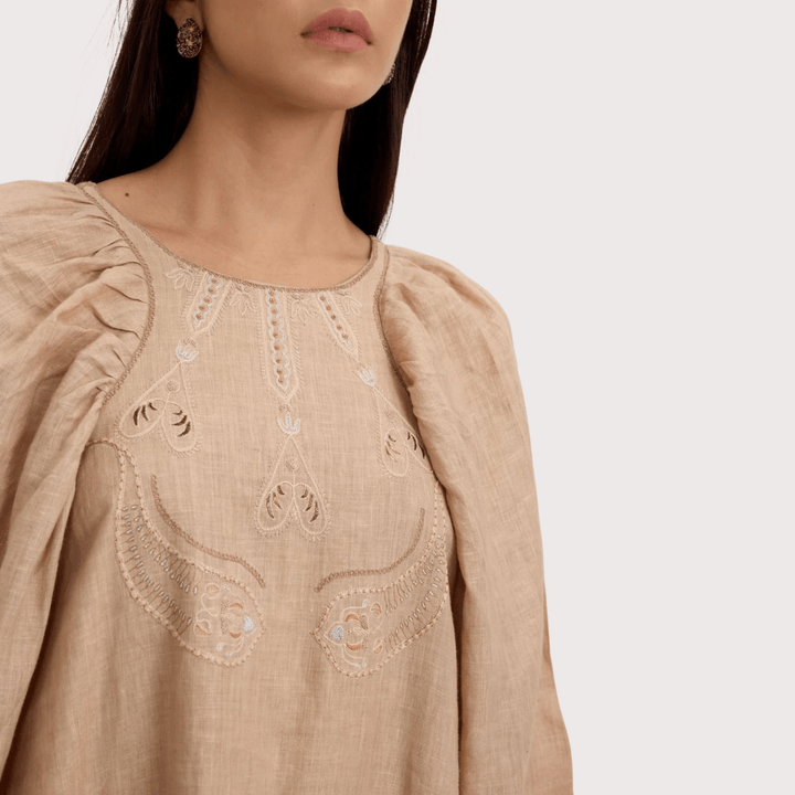 Flouncy Midi Dress -Sand by Hemji at White Label Project